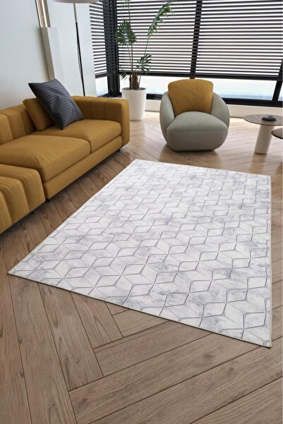 Red Halı Dijital Baskı Yıkanabilir Kaymaz Taban Çizgili Gri Kahverengi Salon ...