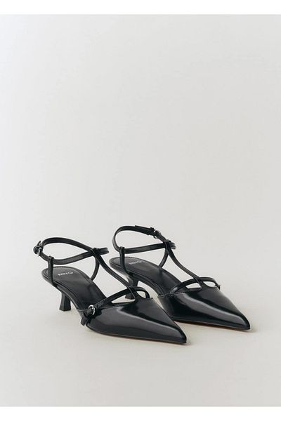 MANGO Woman Pantofi din piele cu toc pisicuta