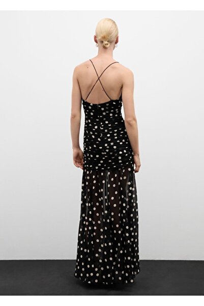 MANGO Woman Puantiyeli drapeli elbise