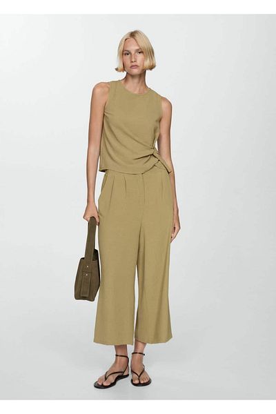 MANGO Woman Knot Detailed Textured Blouse