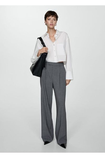 MANGO Woman Design de cămașă crop cu buzunare