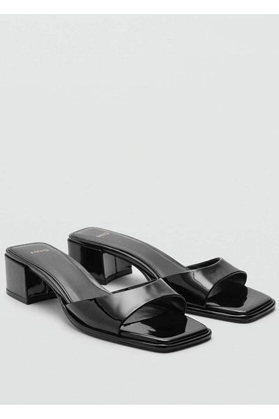 MANGO Woman Sandale cu spatele deschis cu aspect piele lacuita