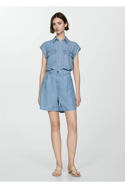 MANGO Woman Lyocell Bermuda Shorts with Pens