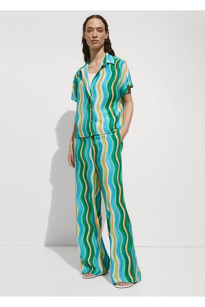 MANGO Woman Kurzärmliges gemustertes Hemd