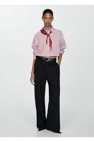 MANGO Woman CROP-HEMD MIT STREIFEN