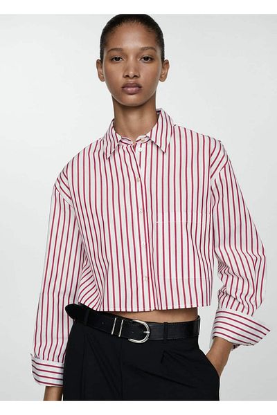 MANGO Woman CROP-HEMD MIT STREIFEN