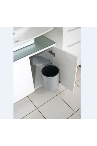 Adilon Mesbin Trash Can, Easily Removable Inside the Cabinet, 6 Lt. with Bucket. Grey