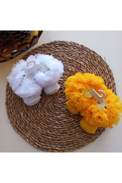 MARS BABY جوارب توتو كوكوش باللون الأبيض والأصفر المكشكش للفتيات الصغيرات في ...