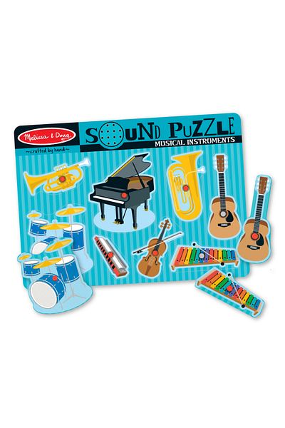Melissa & Doug ميليسا ودوج - لغز صوتي خشبي - آلات موسيقية (8 قطع)