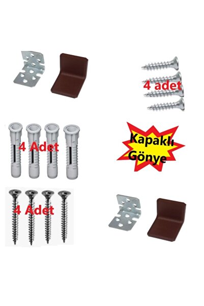 Adilon Mobilya Dolap  Montaj Kahve Askı Elemanı - Dekoratif L Demir Gönye Köşebent - Köşe Bağlantı  2 Adet