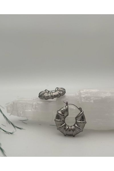Doğaltaş Masalları Steel hoop earrings