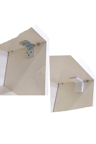 Adilon Mobilya Dolap Montaj Beyaz Askı Elemanı - Dekoratif L Demir Gönye Köşebent - Köşe Bağlantı 2 Adet