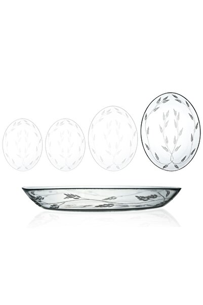 DECOCIA 1 قطعة طبق تقديم سلطة زجاجي بيضاوي مقاس 33 سم بنمط التصوير