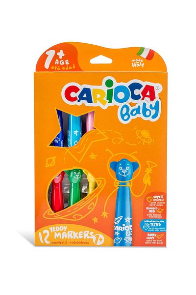 CARIOCA 12 Pieces Teddy Jumbo Baby Super Washable Crayons Set