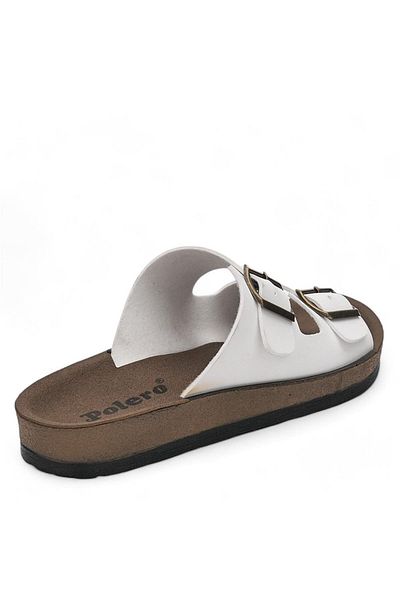 Ayzen Unisex 36-40 White Double Buckle Slippers