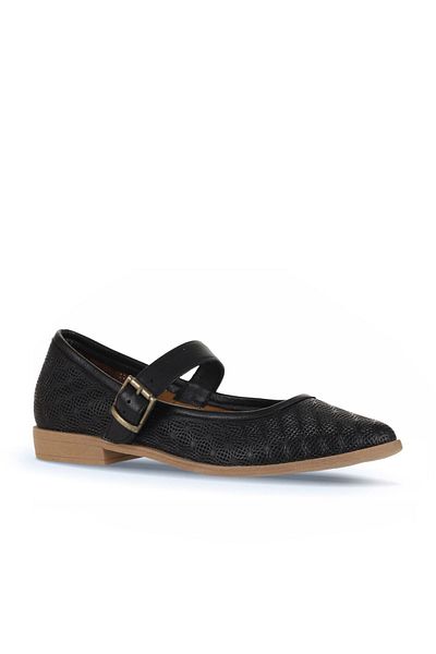 Bueno Shoes Balerini din piele neagră de damă - 01wa9201