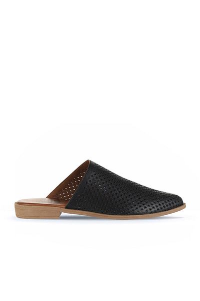 Bueno Shoes Papuci plati din piele neagra pentru femei - 01wa9200