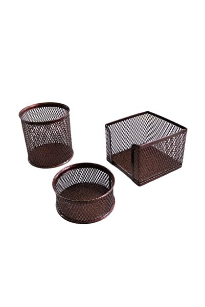 DRT Set de birou perforat din metal auriu roz din 3 piese