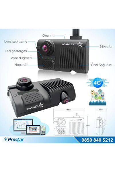 Navistar 4 Kameralı 4G Uzaktan izlemeli GPS Wifi Yapay Zekalı Akıllı Dashcam Kamyon Tır Kamera Sistemi