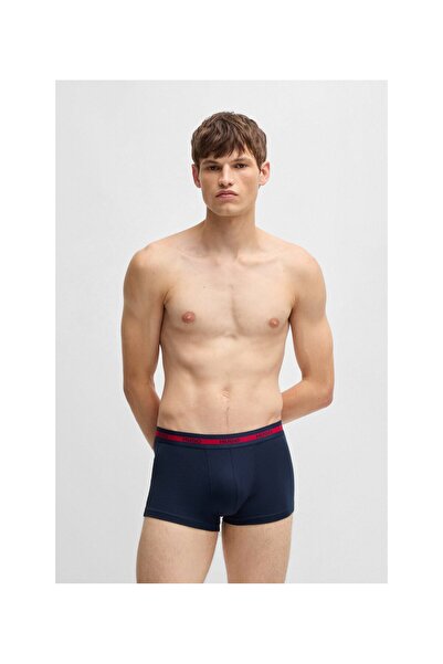 HUGO Üçlü Pakette Kemer Lastiği Logolu Esnek Pamuklu Trunk