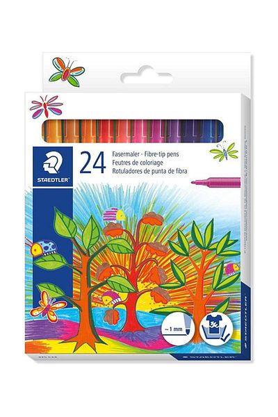 Staedtler 1mm 24 Color Felt Tip Pen - Cardboard Box