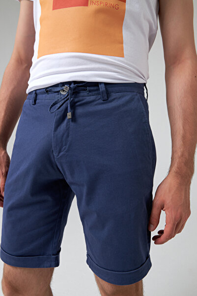 D'S Damat Ds Damat Slim Fit Indigo Plain Shorts
