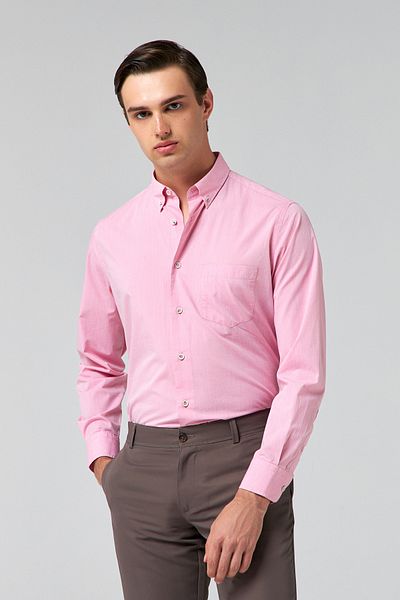 D'S Damat Πουκάμισο Comfort Pink Straight 100% βαμβακερό