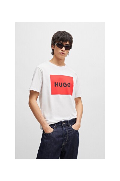 HUGO Kırmızı Logo Etiketli Pamuk Tişört