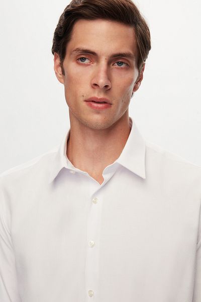 Twn Λευκό Slim Fit Dobby πουκάμισο