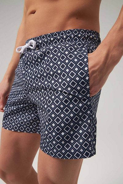 D'S Damat Ds Damat Regular Fit Navy Blue Printed Shorts Swimsuit