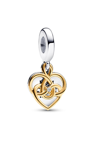 Pandora Laboratuvarda Üretilen Elmas Yazı Yazılabilir Anne Çift Sallantılı Charm