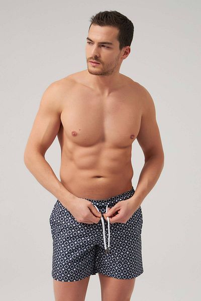 D'S Damat Ds Damat Regular Fit Navy Blue Printed Shorts Swimsuit
