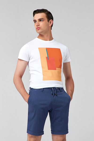 D'S Damat Slim Fit Indigo απλό σορτς