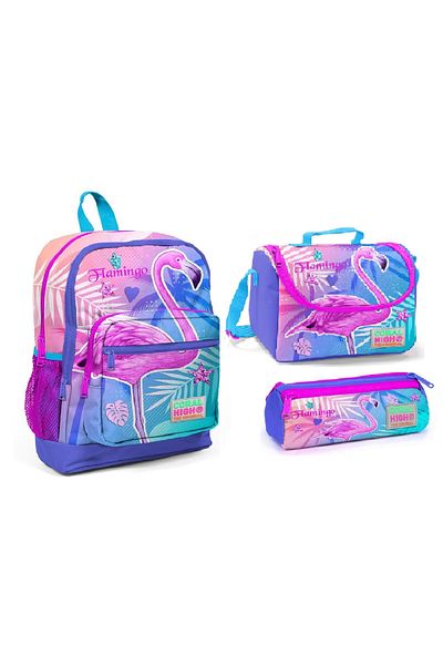 Coral High Set de suporturi pentru creion pentru ghiozdan Flamingo Nutrition