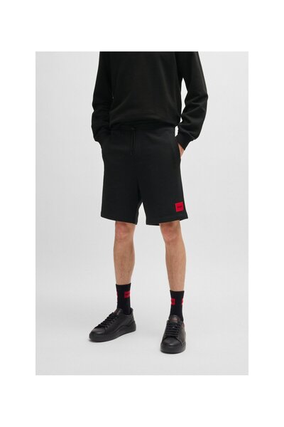 HUGO Kırmızı Logo Etiketli Fransız Pamuklu Havlu Kumaştan Şort