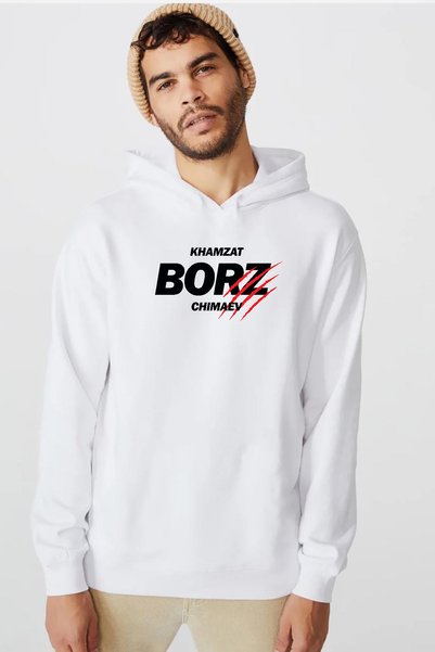 Tshirthane Khamzat Chimaev Borz Claw Λευκό Ανδρικό Φούτερ με Κουκούλα και 3 κ...