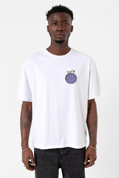 Tshirthane One Piece Anime Gomu Gomu Devil Fruit Λευκό ανδρικό μπλουζάκι ποδηλασίας