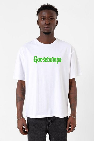 Tshirthane Ανδρικό μπλουζάκι Goosebumps Lettern White Oversize