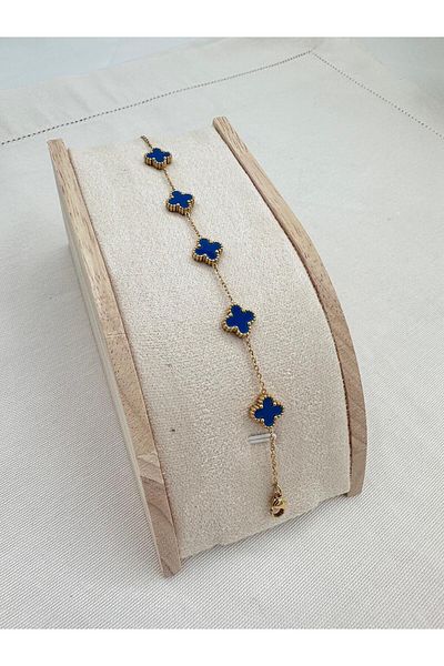 Jerie Vanclf Medium Steel Clover Bracelet - Gold