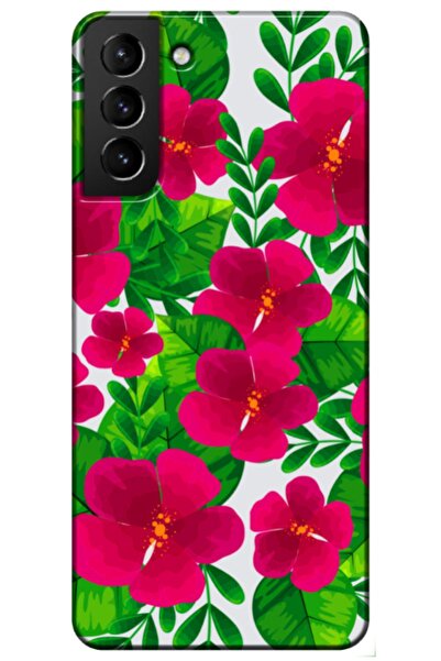 Dara Aksesuar حافظة متوافقة مع هاتف سامسونج جالاكسي S21، حافظة سيليكون زهور ا...