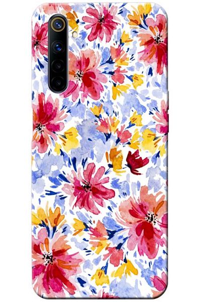 Zebana حافظة سيليكون متوافقة مع هاتف Realme 6 Spring Flowers 7 (مطبوعة)