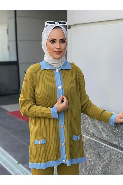 MERVEN AKYÜZ Oil Green Mavera Knitwear Set