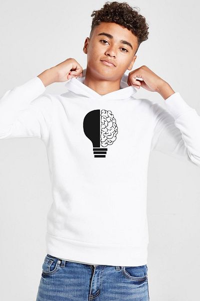 Tshirthane Hanorac cu glugă 3ip pentru copii Lightbulb & Brain White