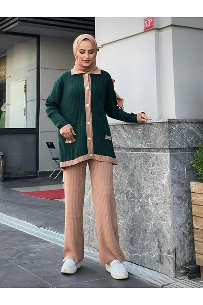 MERVEN AKYÜZ Mavera Knitwear Set Emerald