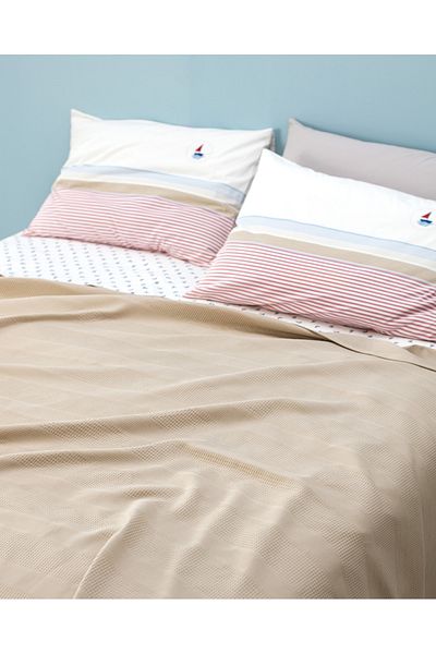 Madame Coco Mathilda Beige Plain Pique Set - Double, Cotton Ecocell