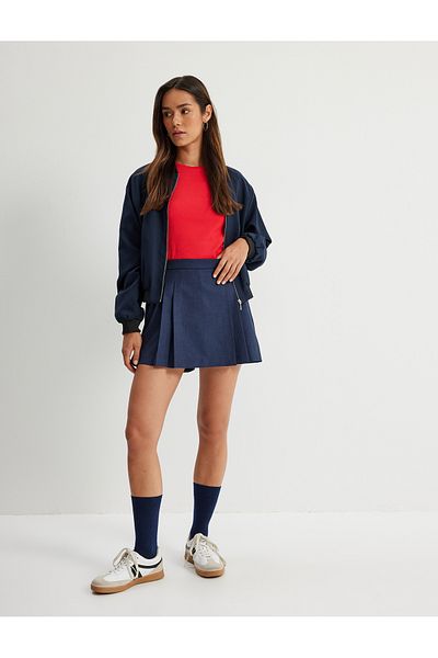 Koton Mini pantaloni scurți plisați Fusta Loose Fit Talie standard