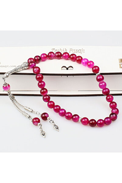 tesbihpasaji Pembe Kuvars Doğal Taş Tesbih 8 X 8 mm Tp001622