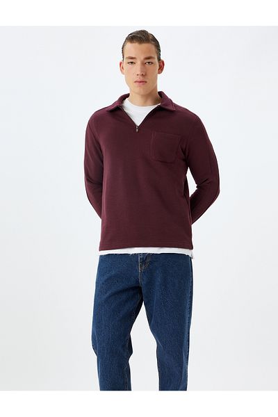 Koton Φούτερ Polo Neck Cotton Blended - Μακρυμάνικο και Λεπτομέρεια Τσέπης