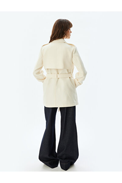 Koton Bequemer zweireihiger Trenchcoat mit Gürteltaschen