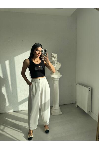 Bade Butik Ekru Scuba Şalvar Pantolon